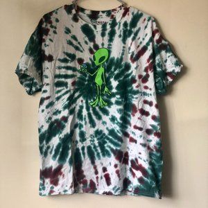 Teal & Red Alien Tie-Dye T-Shirt Unisex